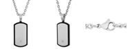 C&C Jewelry Men's Diamond Accent Dog Tag in Two-Tone Stainless Steel Pendant Necklace